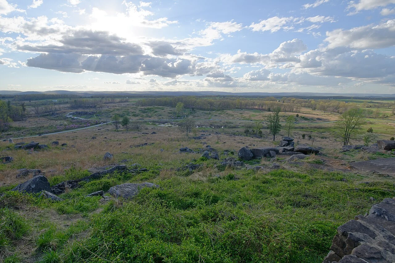View across Devil's Den from Little Round Top at Gettysburg National Military Park.